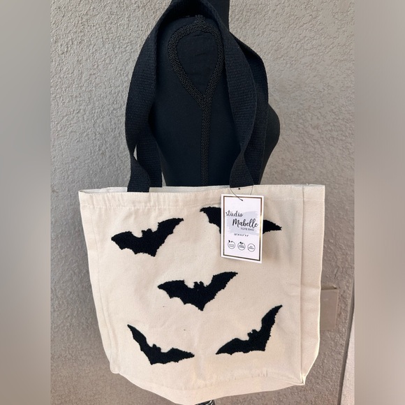 Studio Mabelle Handbags - Chenille Bat 100% Cotton Canvas Tote Bag
